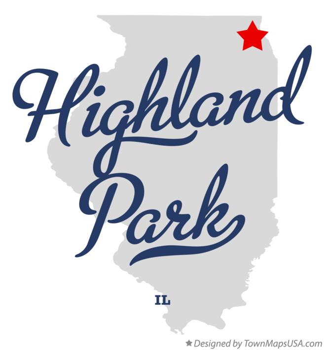Map of Highland Park Illinois IL