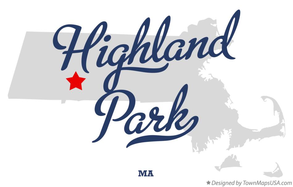 Map of Highland Park Massachusetts MA