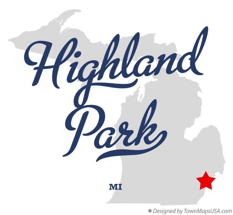 Map of Highland Park Michigan MI