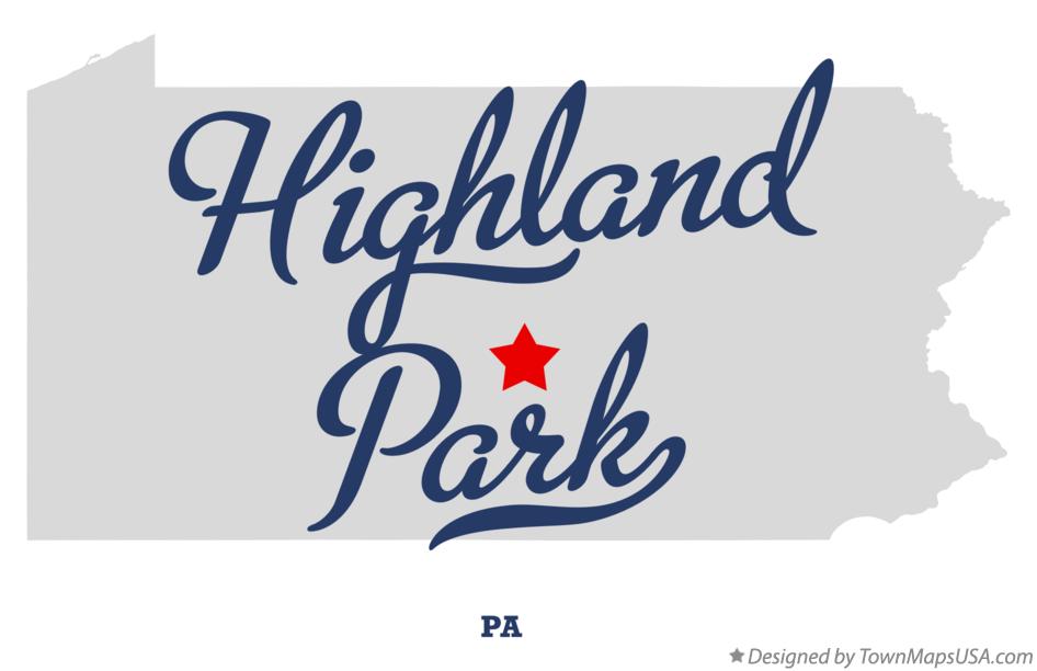 Map of Highland Park Pennsylvania PA