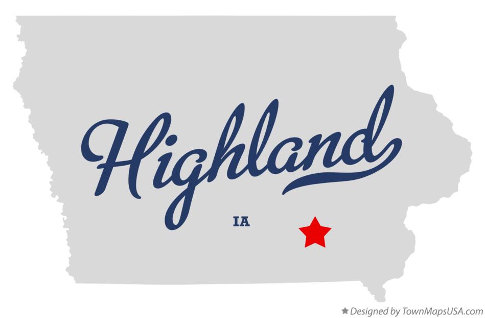 Map of Highland Iowa IA