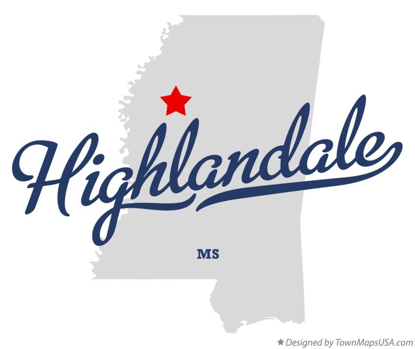 Map of Highlandale Mississippi MS