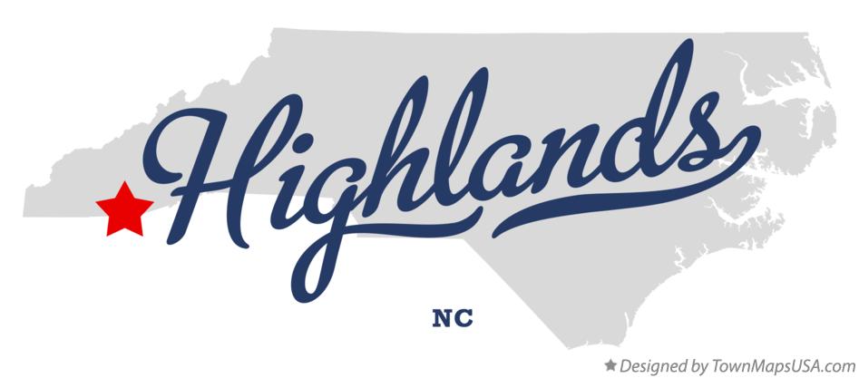 Map of Highlands North Carolina NC