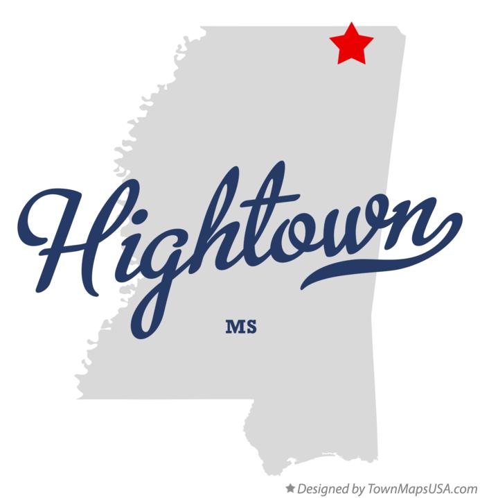 Map of Hightown Mississippi MS