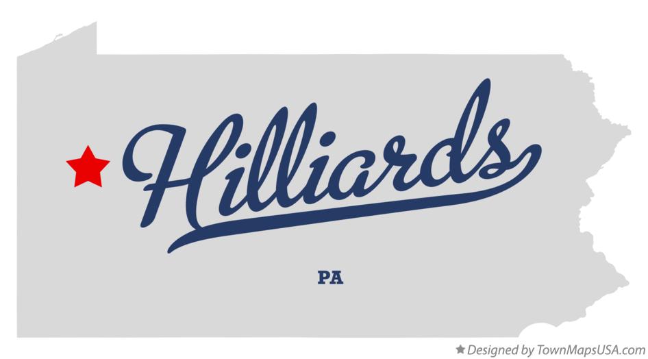 Map of Hilliards Pennsylvania PA