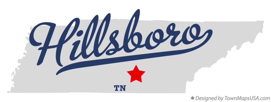 Map of Hillsboro Tennessee TN