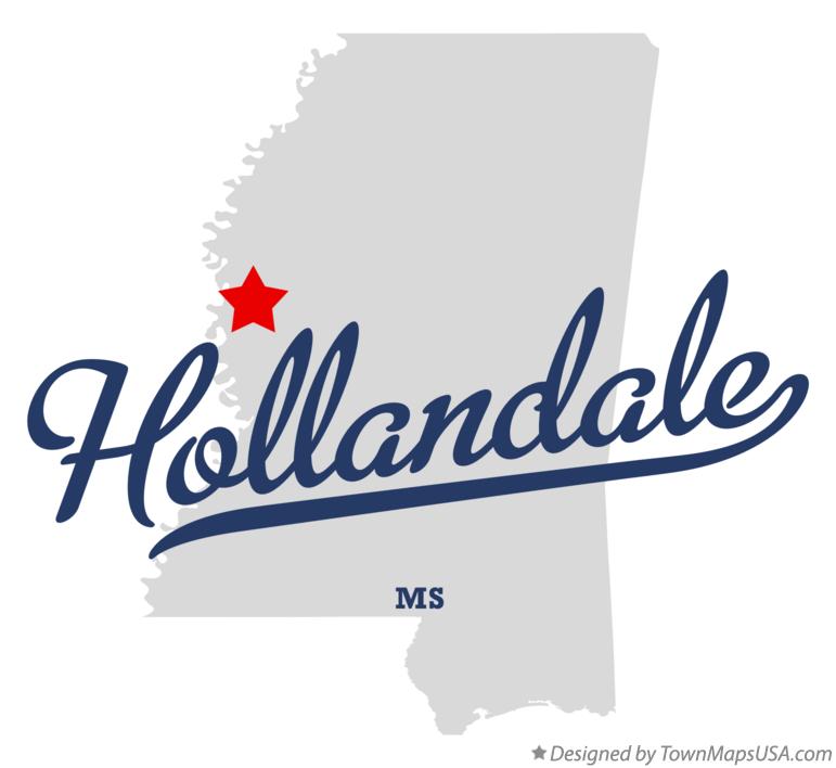 Map of Hollandale Mississippi MS