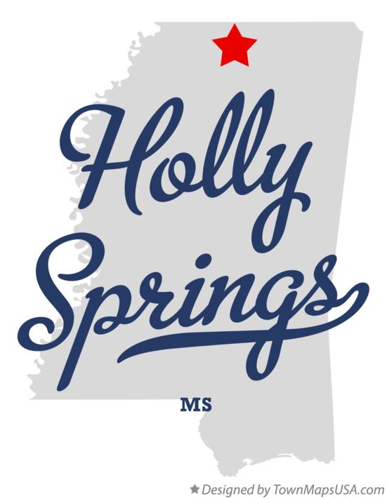 Map of Holly Springs Mississippi MS