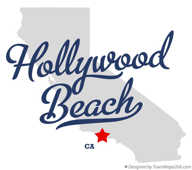 Map of Hollywood Beach California CA