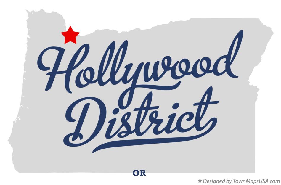 Map of Hollywood District Oregon OR