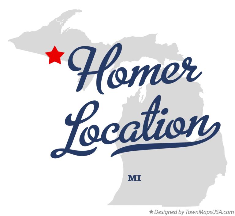 Map of Homer Location Michigan MI