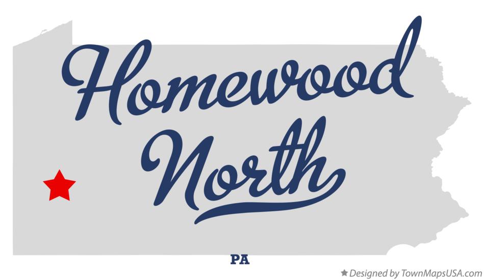 Map of Homewood North Pennsylvania PA