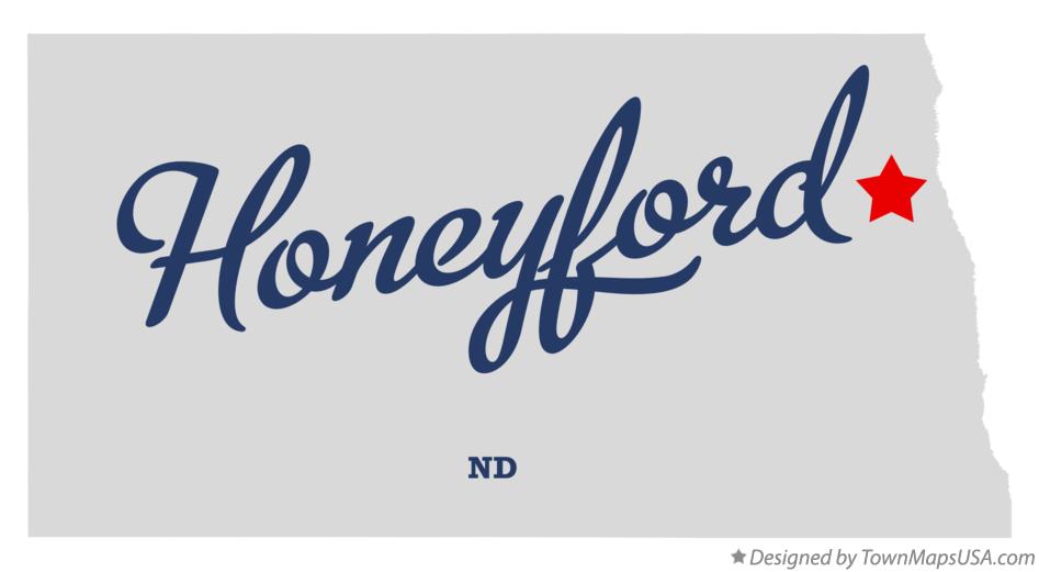 Map of Honeyford North Dakota ND
