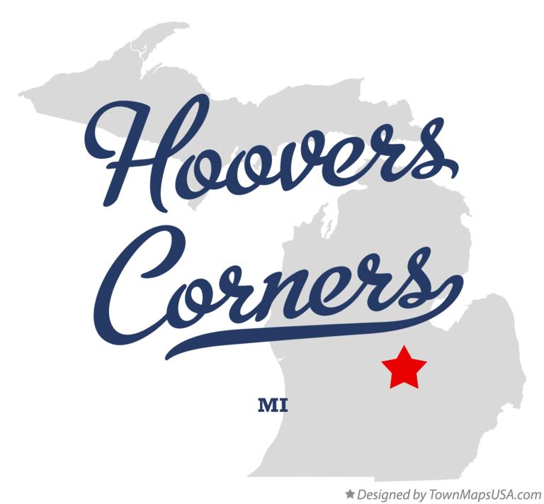 Map of Hoovers Corners Michigan MI