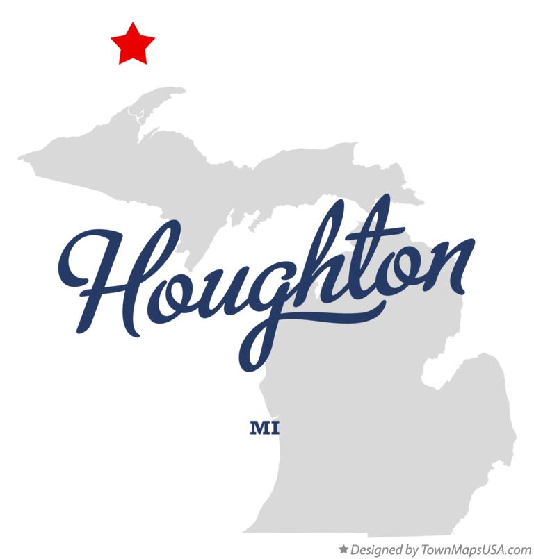 Map of Houghton Michigan MI