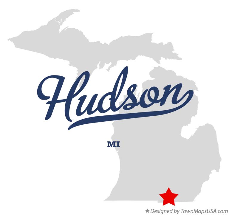 Map of Hudson Michigan MI