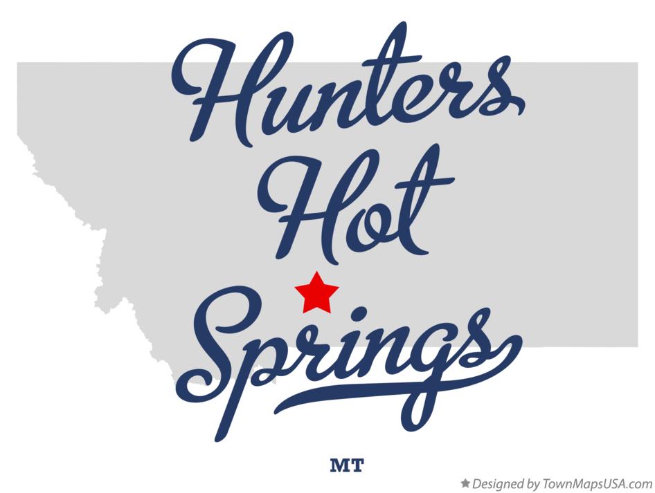 Map of Hunters Hot Springs Montana MT