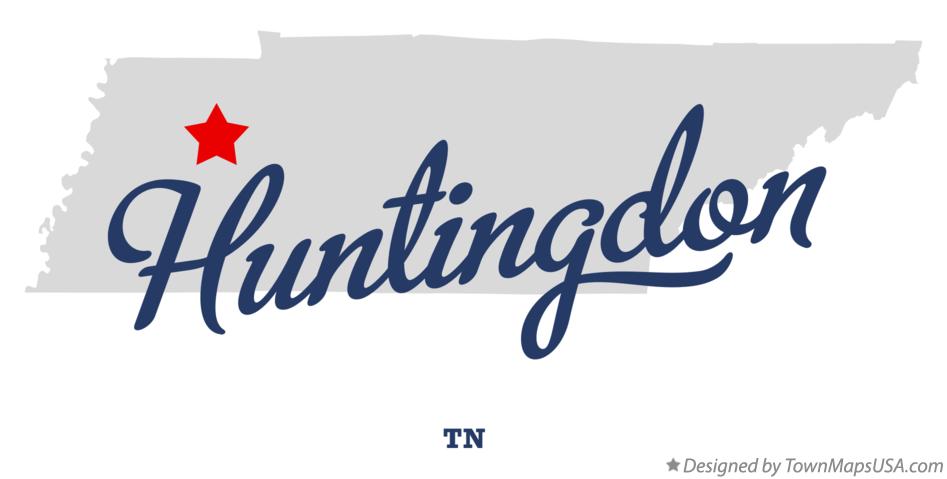 Map of Huntingdon Tennessee TN