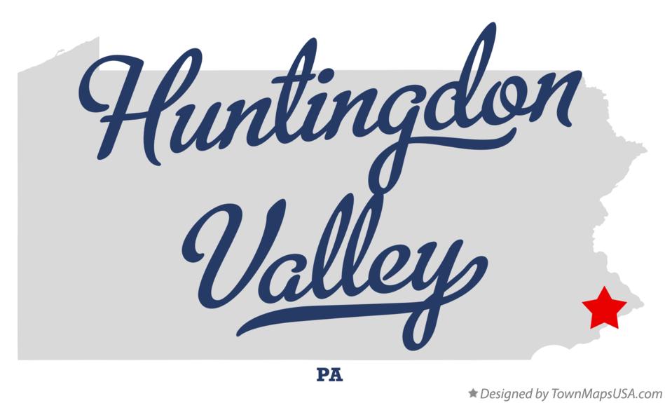 Map of Huntingdon Valley Pennsylvania PA