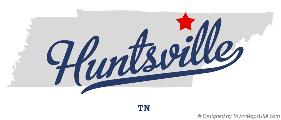 Map of Huntsville Tennessee TN