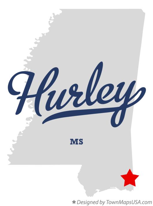 Map of Hurley Mississippi MS