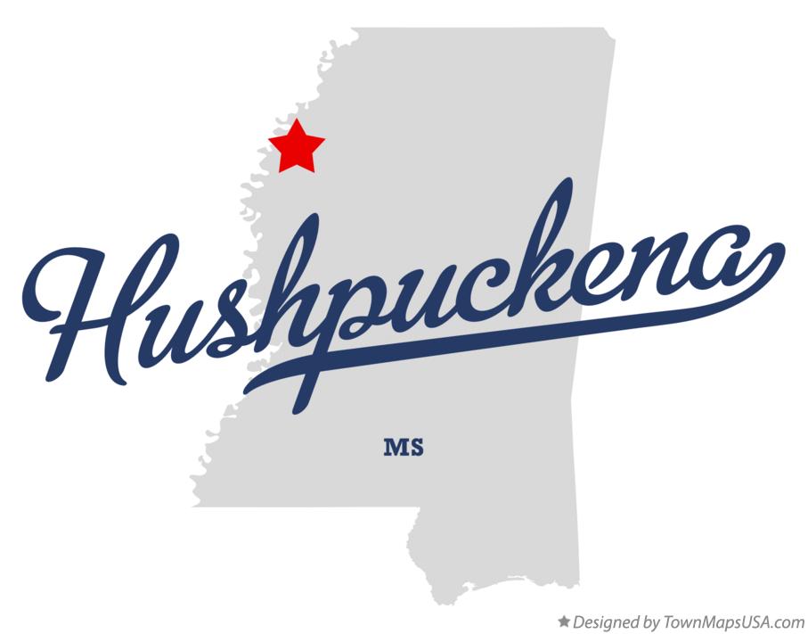 Map of Hushpuckena Mississippi MS