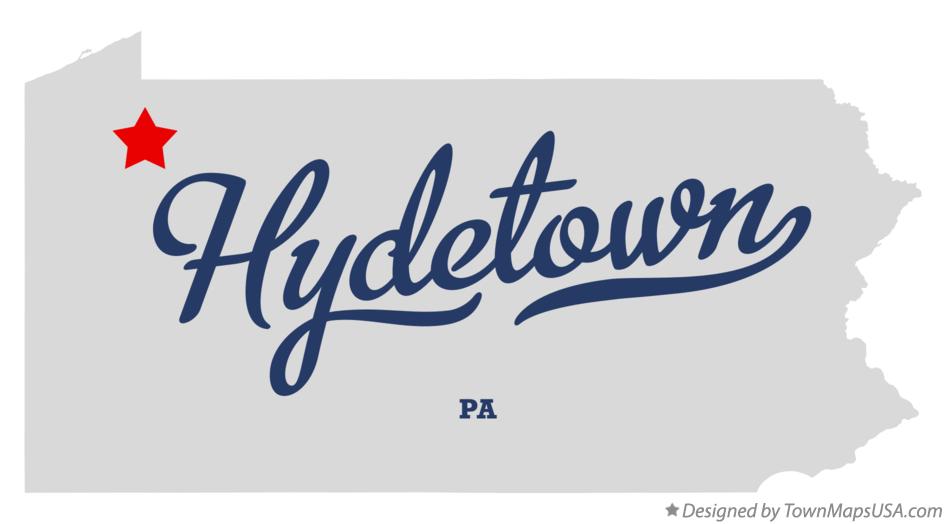 Map of Hydetown Pennsylvania PA