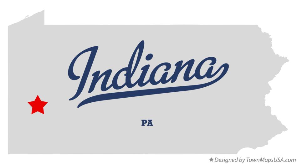 Map of Indiana Pennsylvania PA