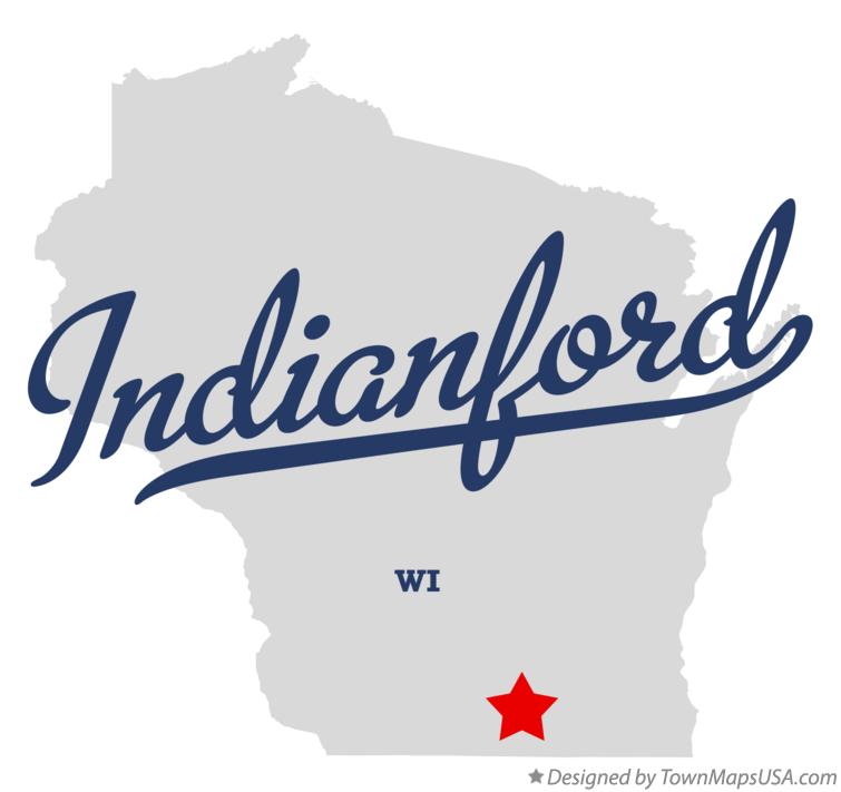 Map of Indianford Wisconsin WI