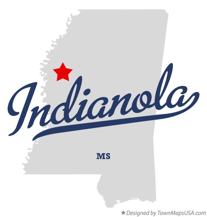 Map of Indianola Mississippi MS