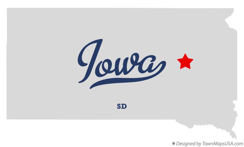 Map of Iowa South Dakota SD