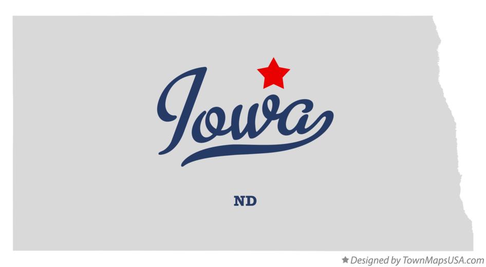 Map of Iowa North Dakota ND