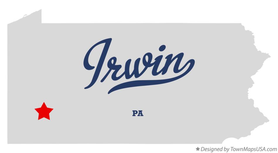 Map of Irwin Pennsylvania PA