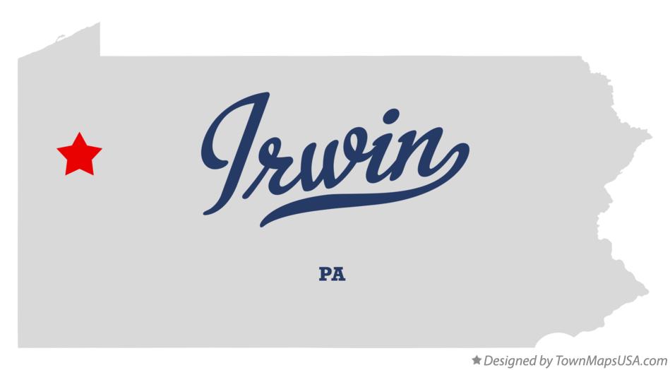 Map of Irwin Pennsylvania PA