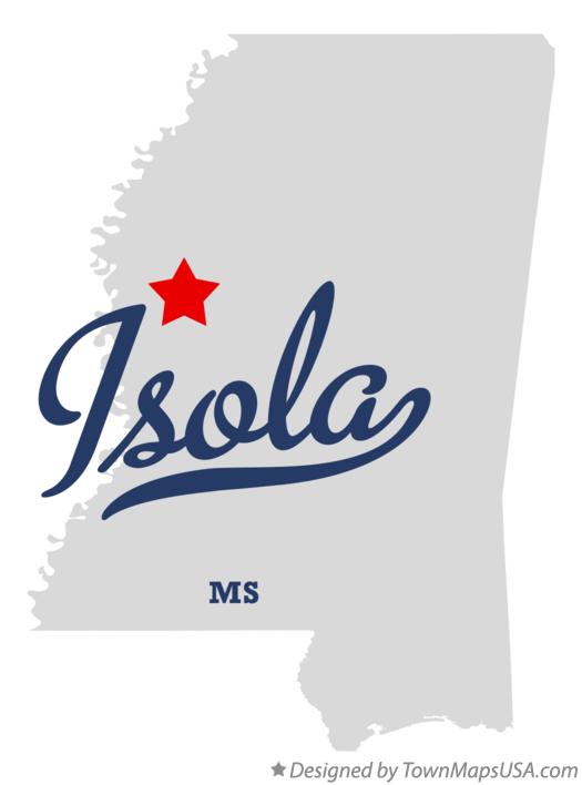 Map of Isola Mississippi MS
