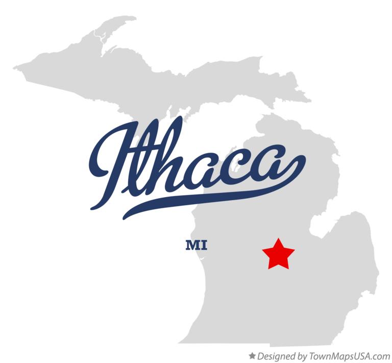 Map of Ithaca Michigan MI