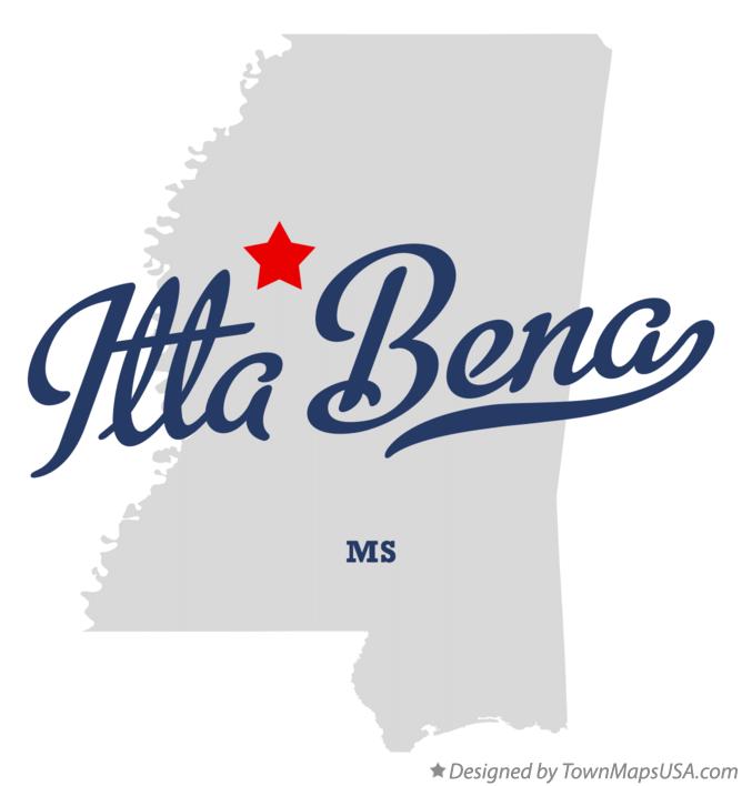 Map of Itta Bena Mississippi MS