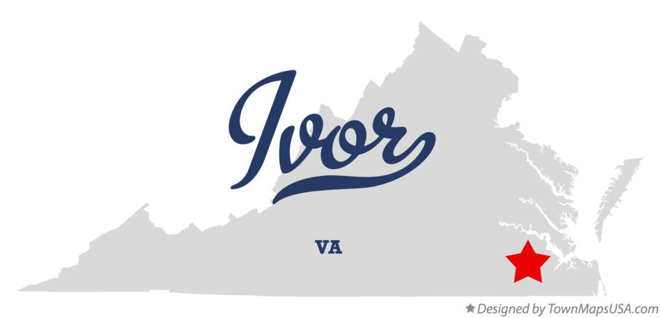 Map of Ivor Virginia VA