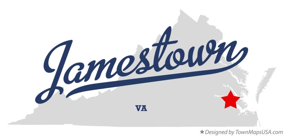 Map of Jamestown Virginia VA