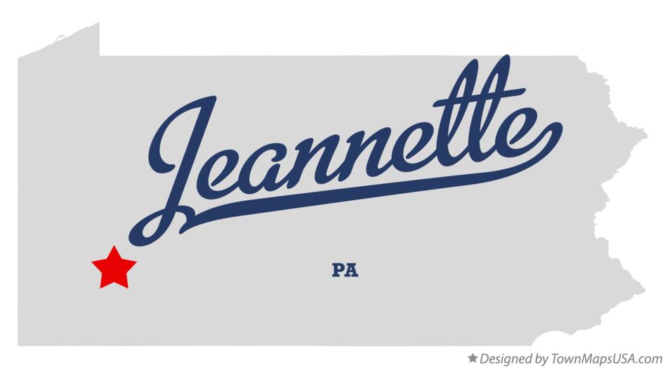 Map of Jeannette Pennsylvania PA