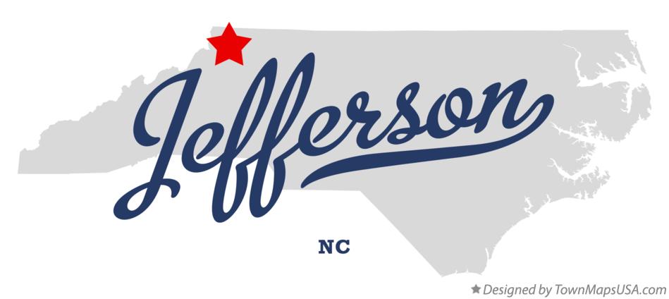 Map of Jefferson North Carolina NC