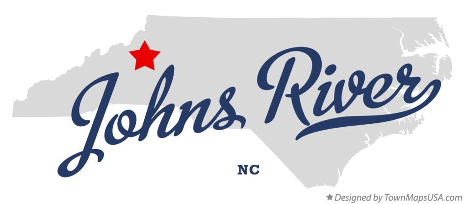 Map of Johns River North Carolina NC