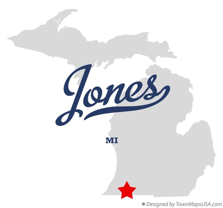Map of Jones Michigan MI