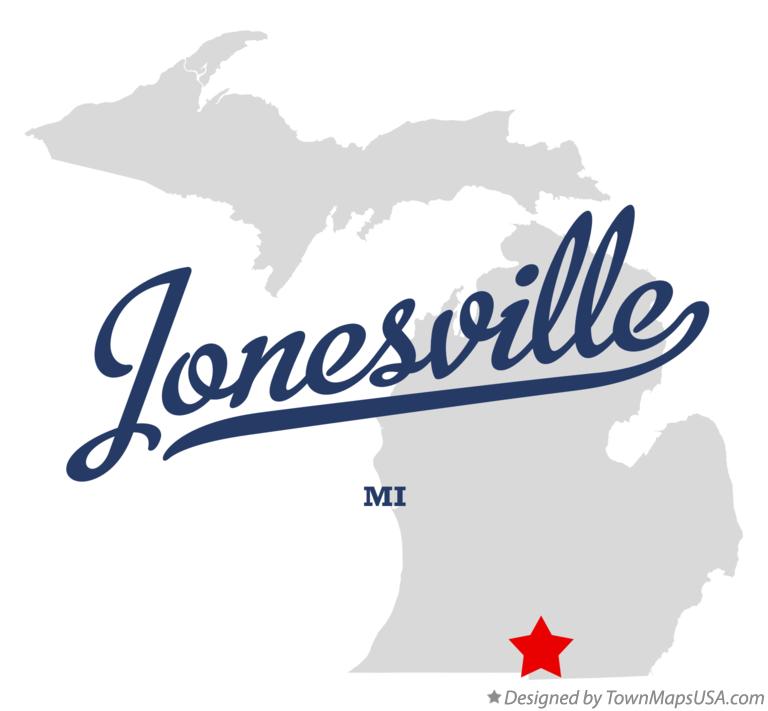 Map of Jonesville Michigan MI