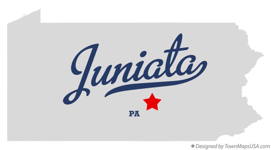 Map of Juniata Pennsylvania PA
