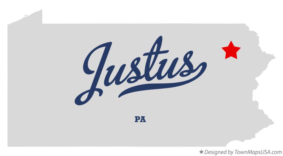 Map of Justus Pennsylvania PA