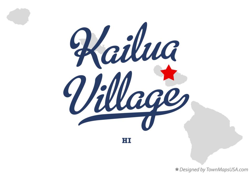 Map of Kailua Village Hawaii HI