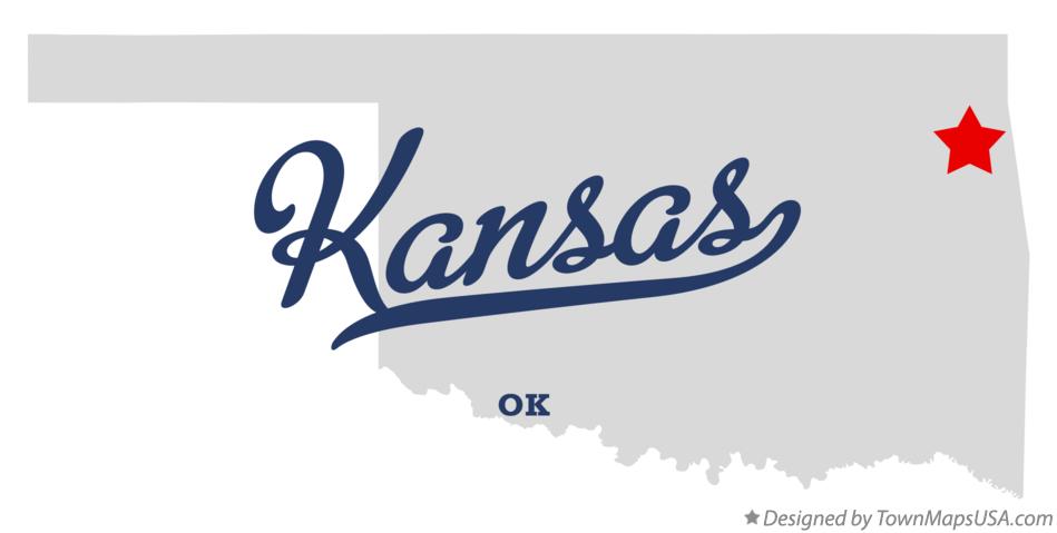 Map of Kansas Oklahoma OK