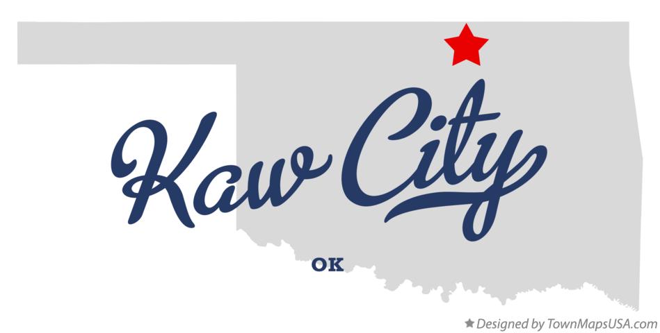 Map of Kaw City Oklahoma OK