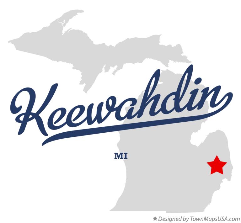 Map of Keewahdin Michigan MI